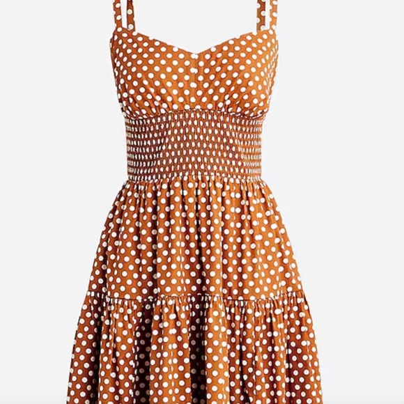 NWT J.Crew Brown and White Polka Dot Midi A-line Sundress Size 12 - Picture 1 of 12